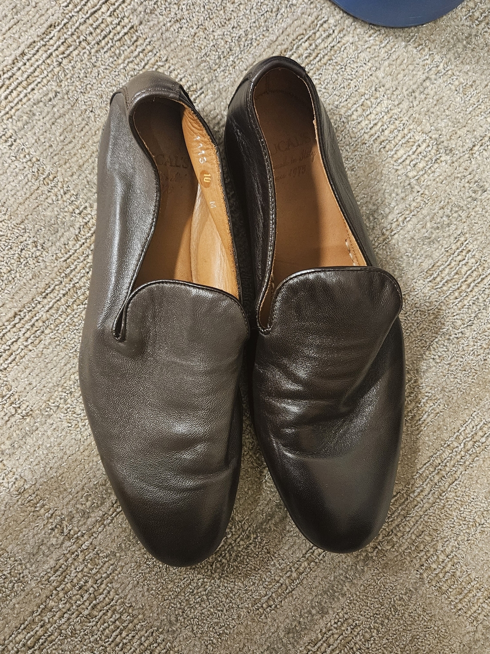 Men's Dark Brown Leather Slip-On Loafers - Size 43